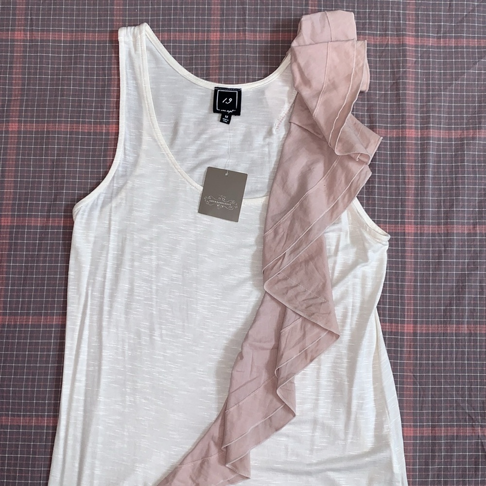 Elegant White and Pink Ruffle Top